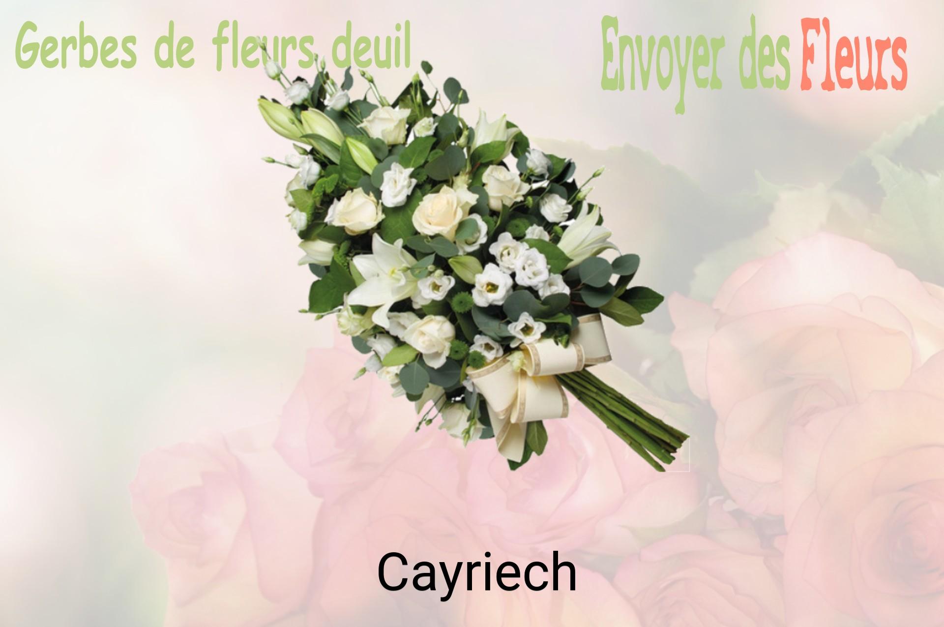 Gerbe de fleurs de deuil livrée à Cayriech